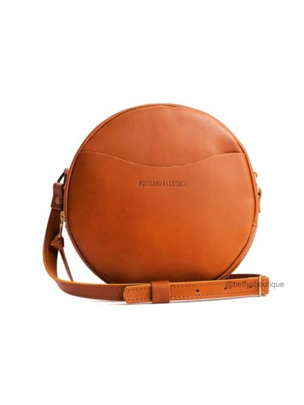 Full-Grain Leather Circle Crossbody Bag Small Adjustable Strap